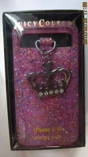 Brand New JUICY COUTURE Jelly Glitter Crown Charm Pink iPhone 4 4s 