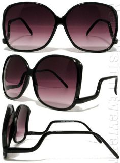 Womens Oversized Sunglasses Vintage Style Smoke Lens Black 007