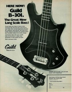 1978 THE LONG SCALE BASS GUILD B 301 GUITAR AD