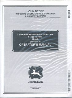 John Deere 54 Front Blade X400 X500 Operators Manual
