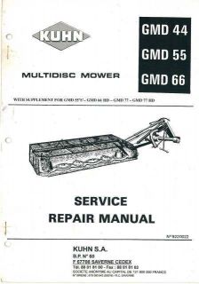 Kuhn Multidisc Mower GMD44 GMD55 GMD66 Workshop Manual
