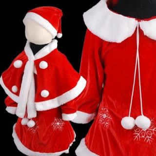   New Christmas Santa Girls Xmas Fancy Party Dress Costume 3pcs sets