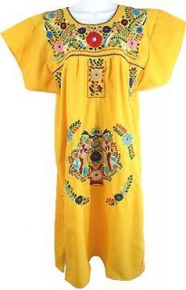 Any Color Embroidered Mexican Dress Vintage Tunic Peasant S M L XL XXL 