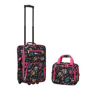   Expandable Peace Sign 2 piece Lightweight Carry on Luggage Set   Peace