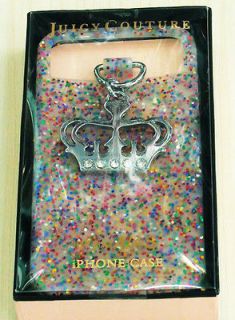 Brand New JUICY COUTURE Jelly Glitter Crown Charm iPhone 4 4s Case