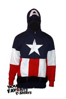Captain America I AM Costume With Masked Hood Marvel Zip Up Hoodie S 