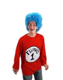   The Cat In The Hat Thing 1 Adult T Shirt & Wig Costume Kit NEW SEALED