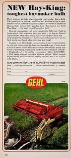 1968 Ad Gehl Hay King Tractor Accessories Parts Agriculture West Bend 