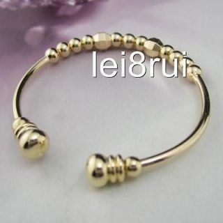   18k yellow gold filled bangle childrens bracelet W/beads GF jewelry