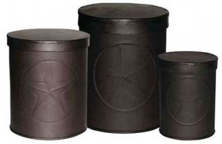   Stacking Tin Canister Early American Country Barn Star Set of 3