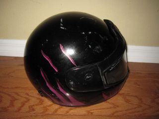   / Snowmobile Full Face Helmet Adult Medium Black w Flame Design