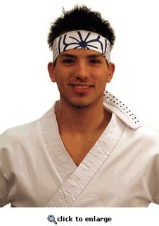 Karate Kid Head band Blue & white lotus flower hachimaki headband 