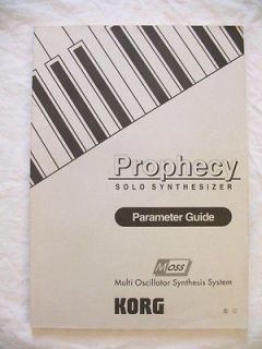 KORG PROPHECY MANUAL PARAMETER GUIDE solo synthesizer synth keyboard 