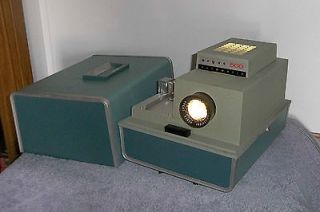 Vintage ARGUS 500 Slide Projector w/Case & 10 Changer Magazine Lot w 