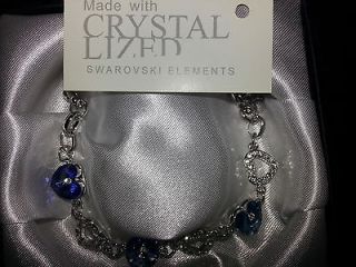Genuine Swarovski Elements Gift Boxed Bracelet Light Sapphire/Light 