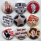 BILLY THE KID WILD WEST OUTLAW 9 PINS BUTTONS BADGES