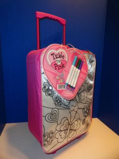   PINK Art Color Pilot LARGE KIDS SUITCASE CHILDREN Rolling Luggage Bag