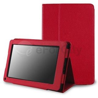   Kindle Fire 1 & 2 Premium Red Slim Flip Stand Leather Case Cover US