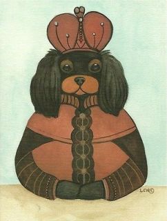 Medieval Cavalier King Charles Spaniel 4 mixed cards. King Queen Poet 