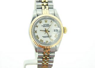Ladies Rolex 2tone 18K Gold & Stainless Steel Datejust Date White 