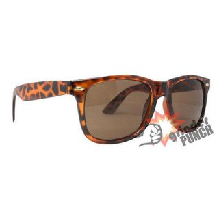 Tortoise Shell Wayfarer Sunglasses Leopard Retro Classic Brown Blue 