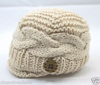 hand knitted Baby Boy Hat Newborn 3 6 month Infant Newsboy Great Photo 