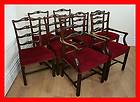   Eight Mahogany Ribbon Back Ladder Chippendale Style Dining Chairs