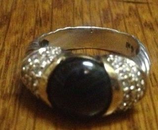   Black Onyx Pave Set Diamond 18K Yellow Gold & Silver 6 Capri Ring