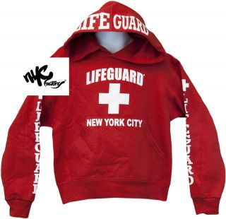 Lifeguard Kids New York City NY Life Guard Sweatshirt Red Hoodie XS 