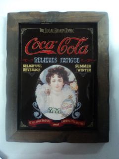 Vintage Coca Cola Mirror Sign, Coke Relieves Fatigue