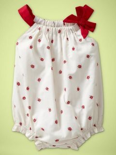NWT BABY GAP Alexandria Ladybug Bubble Bow Shortie Romper Outfit 0 3 