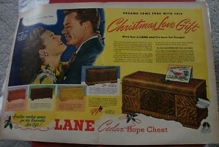 LANE Cedar Hope Chests 1946 Original Color Double Page Ad