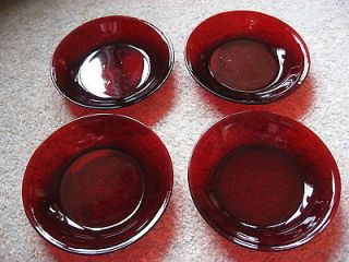  ANCHOR HOCKING ROYAL RUBY RED 7 1/2 SALAD SOUP BOWLS MINT CONDITION
