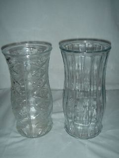   of Vintage E.O. Brody Clear Glass Vases   2 Different Patterns   MINT