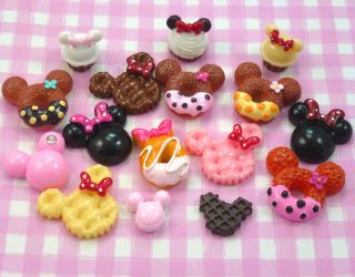 20 x Cute Mickey Minnie Mouse Resin Cabochons Set Kit Kawaii Decoden 