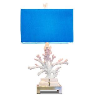 White Coral Turquoise Shade Lamp   WHITE CORAL LAMP W/ TURQUOISE SHADE