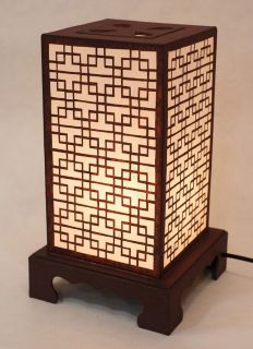 White Paper Shade Lattice Pattern Table Bedside Brown Touch Oriental 