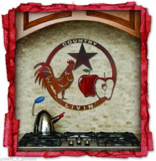 Country Living Metal Wall Art Rooster Chicken 24