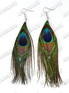 Popular jewelry wholesale 18pair women party peacock feather dangle 