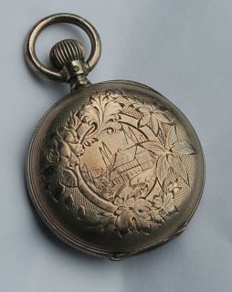 Ornate Antique Longines Cuivre 800 Silver Pocket Watch
