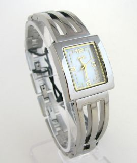   by TIMEX WHITE MOP TWO TONE DIAL+SILVER BRACELET BAND WATCH NEW V0V707