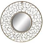 Large Round Mirror Wall Hanging With Contemporary Branch Open Grey 