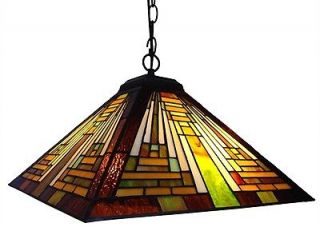   Style Handcrafted Stained Glass Mission Hanging Pendant Lamp 16 Shade