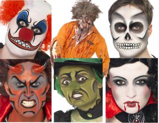 HALLOWEEN MAKE UP FACE PAINT KITS EVIL CLOWN ZOMBIE SKELETON WITCH 