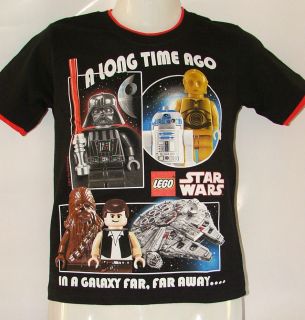 Lego Star Wars T Shirt Boys sz 7 8 10 12 Kids Cotton Black Galaxy BNWT