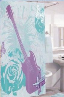   Music Rock Guitar Purple Lavendar Turquoise Fabric Shower Curtain NEW