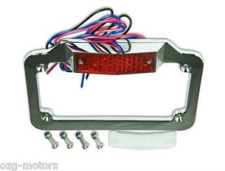   LED Motorcycle chrome tail brake plate relocation light Harley tag