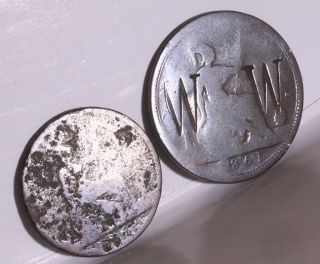 Antique English Victorian 1861 Coin Love Token Letters M WW 