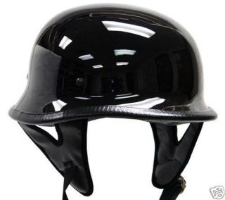   Military Style Black Leather DOT Motorcycle Shorty Half Helmet XS   XX