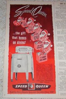 1949 Speed Queen wringer Washer laundry Santa Claus AD